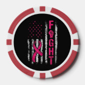 Brustkrebsbewusstsein USA-Flagge Pokerchips (Vorderseite)