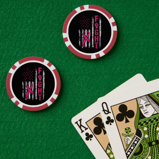 Brustkrebsbewusstsein USA-Flagge Pokerchips (Pokertisch (doppelt))