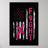 Brustkrebsbewusstsein USA Flagge Poster (Vorne)