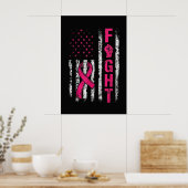Brustkrebsbewusstsein USA Flagge Poster (Küche)