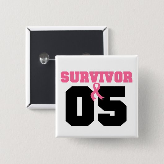 Brustkrebserkrankung 5 Jahre Button (Vorne & Hinten)