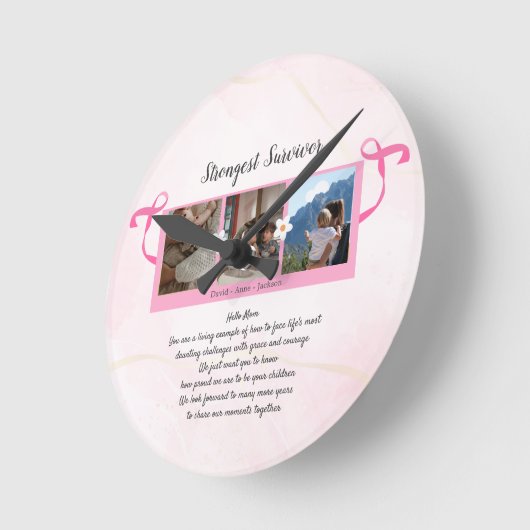 Brustkrebserkrankung Drei Foto Collage Runde Wanduhr (Winkel)