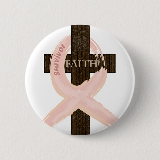 Brustkrebserkrankung rosa Kreuz des Glaubens Button (Vorderseite)
