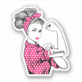 Brustkrebserkrankung Rosie Riveter Pink Aufkleber (Vorderseite)