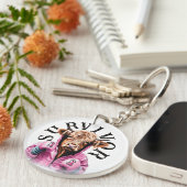 Brustkrebserkrankung Weiße Kuh Schlüsselanhänger (Vorderseite rechts)