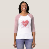 Brustkrebsherz kundengebundener Raglan T-Shirt (Vorne ganz)