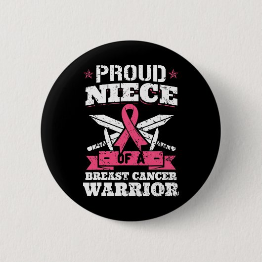 Brustkrebskranken-Krieger rosa Bewusstseinsribb Button (Vorderseite)