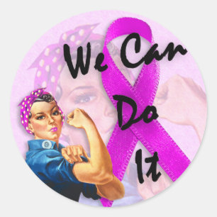 Brustkrebsmonat, Rosie the Riveter Runder Aufkleber