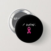 Brustkrebsüberlebende gewann rosa Band Aufklärungs Button (Vorne & Hinten)