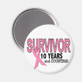 BRUSTKREBSÜBERLEBUNG 10 Jahre & Zählen Magnet (Vorderseite/Rückseite)