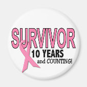 BRUSTKREBSÜBERLEBUNG 10 Jahre & Zählen Magnet (Vorne)