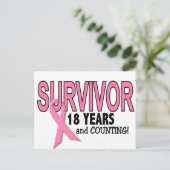 BRUSTKREBSÜBERLEBUNG 18 Jahre & Zählen Postkarte (Stehend Vorderseite)