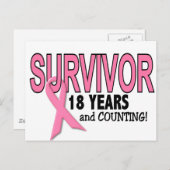 BRUSTKREBSÜBERLEBUNG 18 Jahre & Zählen Postkarte (Vorne/Hinten)