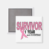 BRUSTKREBSÜBERLEBUNG 1 Jahr & Zählung Magnet (Vorderseite/Rückseite)