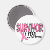 BRUSTKREBSÜBERLEBUNG 1 Jahr & Zählung Magnet (Vorderseite/Rückseite)