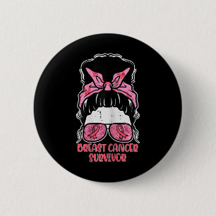 Brustkrebsüberlebung Hairbun Brustkrebs Aware Button