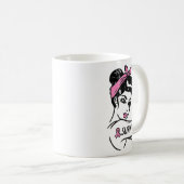 Brustkrebsüberlebung Rosie Riveter Pink Awarenes Kaffeetasse (VorderseiteRechts)