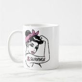Brustkrebsüberlebung Rosie Riveter Pink Awarenes Kaffeetasse (Links)