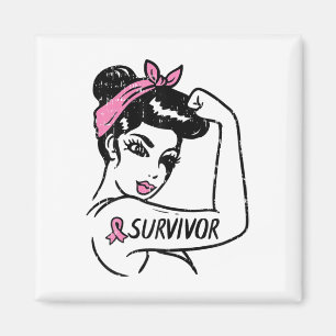 Brustkrebsüberlebung Rosie Riveter Pink Awarenes Magnet