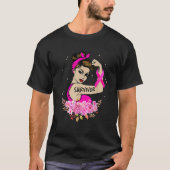 Brustkrebsüberlebung Rosie Riveter Pink Awarenes T-Shirt (Vorderseite)