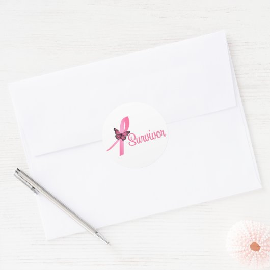 Brustkrebsüberlebung Runder Aufkleber (Umschlag)