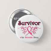 Brustkrebsüberlebung Tribal Ribbon Button (Vorne & Hinten)