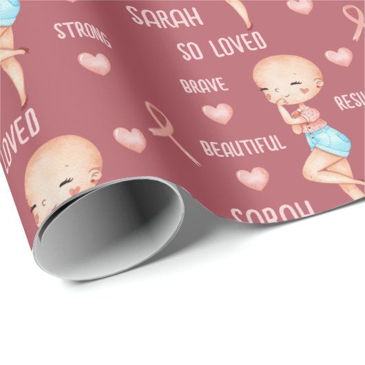 Brustkrebswrapping Geschenkpapier (Rolleneckpunkt)