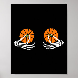 Brustkürbis-Skelett-Hand Halloween Poster