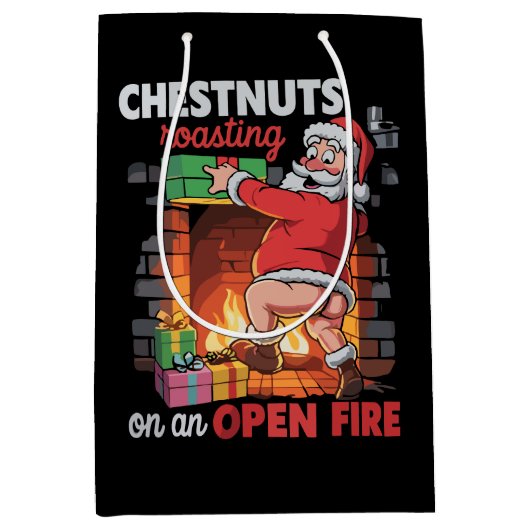 Brustnuts Roasting Funny Naughty Santa Dirty Xmas Mittlere Geschenktüte (Vorderseite)