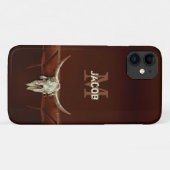 Brustschädel-Monogramm-Braunen-Western Case-Mate iPhone Hülle (Rückseite (Horizontal))