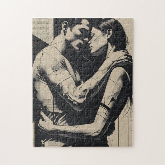 Brutal Lovers Art Black & White Gothic Puzzle (Vertikal)