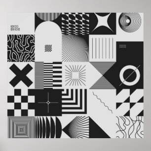 Brutalismus Kunst: Vintage geometrische Muster Poster