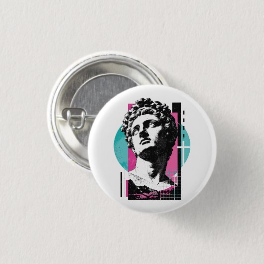 Brutalist Retro Jesus griechische Statue Kolosser Button (Vorne & Hinten)