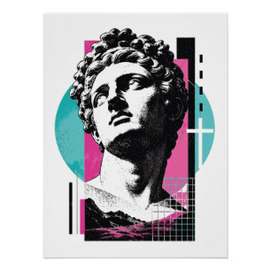 Brutalist Retro Jesus Griechische Statue Kolosser Poster