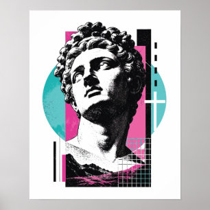 Brutalist Retro Jesus griechische Statue Kolosser  Poster