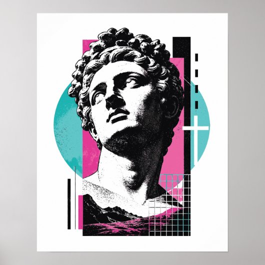 Brutalist Retro Jesus griechische Statue Kolosser Poster (Vorne)