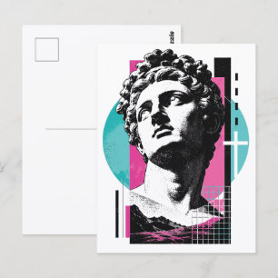 Brutalist Retro Jesus griechische Statue Kolosser  Postkarte