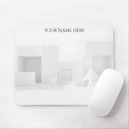 Brutalist White Geometric Office Mousepad