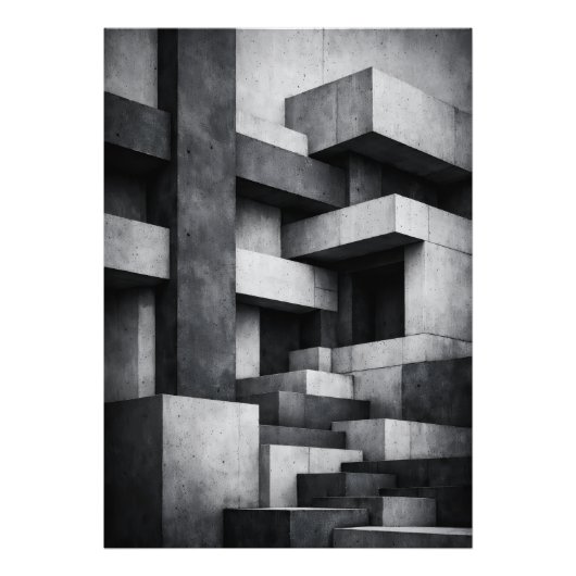 Brutalistisches Penthouse-Design monochromes Inter Fotodruck (Vorne)
