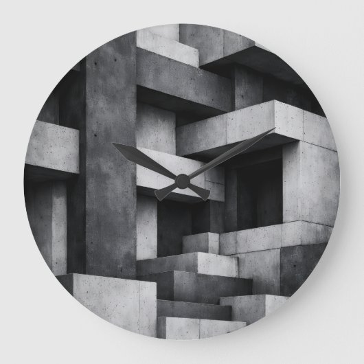 Brutalistisches Penthouse-Design monochromes Inter Große Wanduhr (Vorderseite)