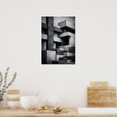 Brutalistisches Penthouse-Design monochromes Inter Poster (Küche)