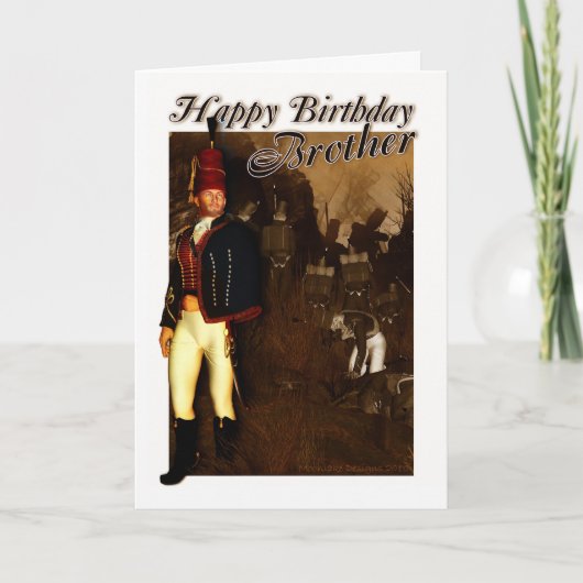 Bruther Birthday Card - 1822 Hussar Officer and Fo Karte (Vorderseite)