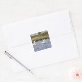 Brutpaar Tundra-Schwäne starten für Quadratischer Aufkleber (Umschlag)