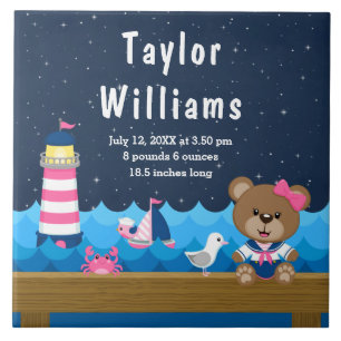 Brutstatistik der Nautical Girl Bear Pink Navy Fliese