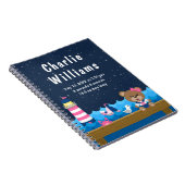 Brutstatistik der Nautical Girl Bear Pink Navy Notizblock (Rechte Seite)