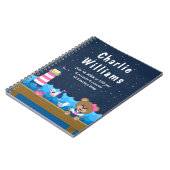 Brutstatistik der Nautical Girl Bear Pink Navy Notizblock (Linke Seite)