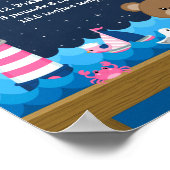 Brutstatistik der Nautical Girl Bear Pink Navy Poster (Ecke)