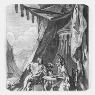 Brutus und Cassius im Zelt des Brutuss Quadratischer Aufkleber