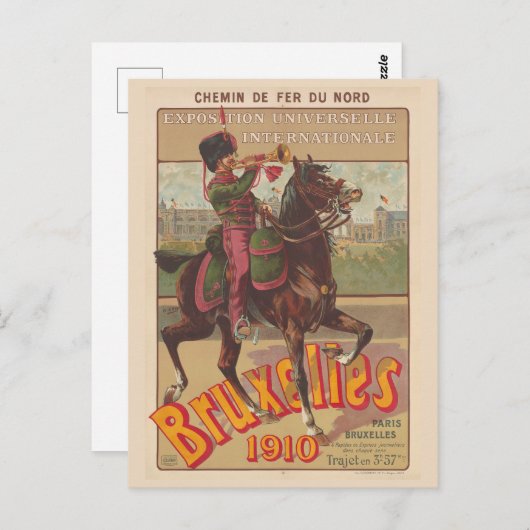 Bruxelles Belgium Vintage Poster 1910 Postkarte (Vorne/Hinten)