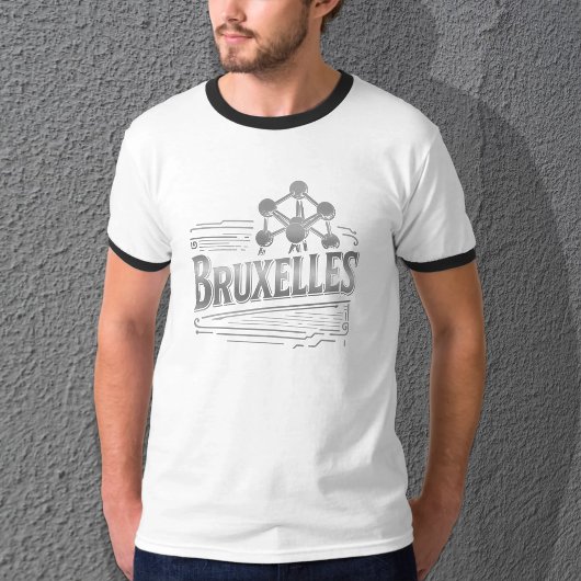 Bruxelles Quantum Nostalgisches Basic-Ringer-T-Shi T-Shirt